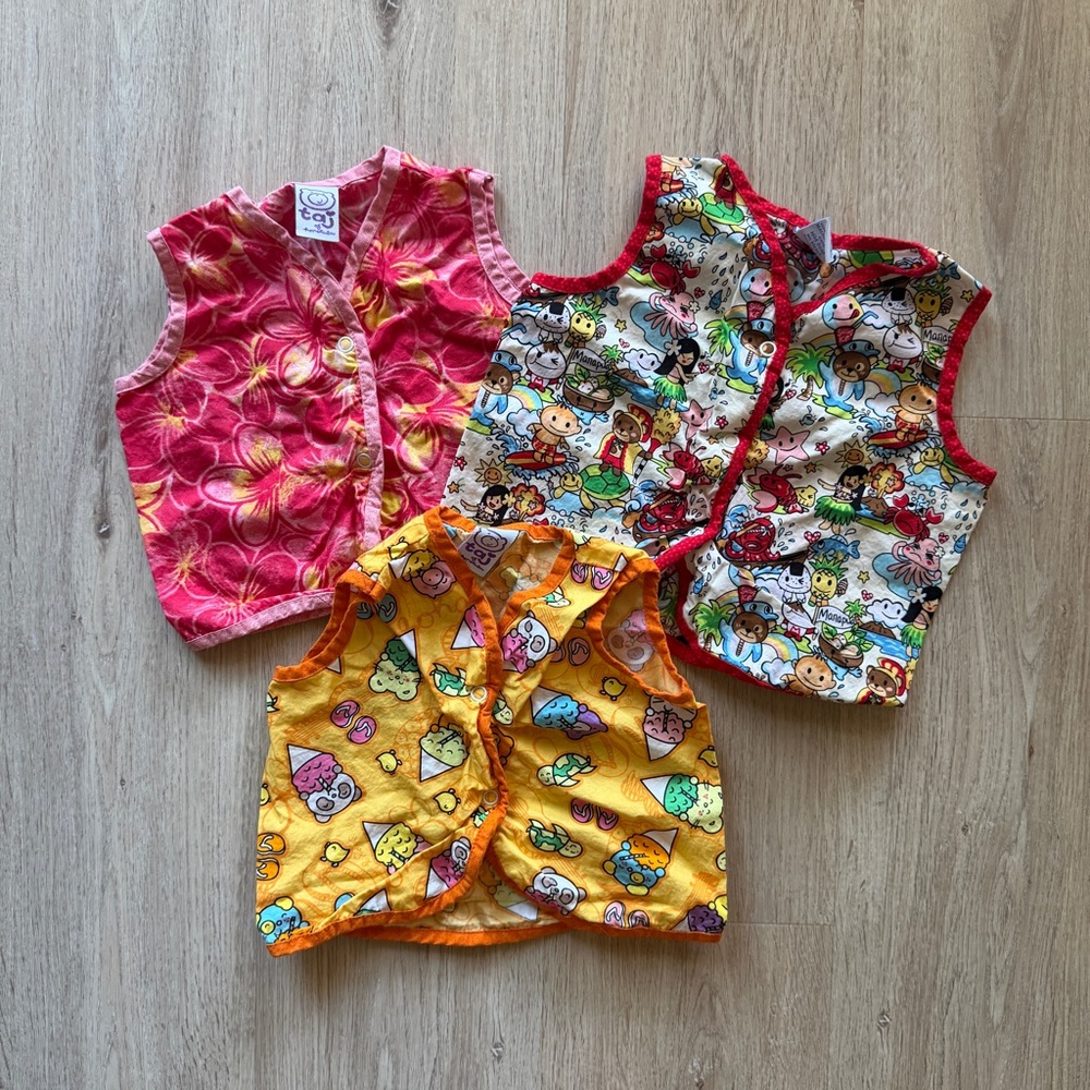 Set of 3 Hawaiian Diaper Shirts / Vests